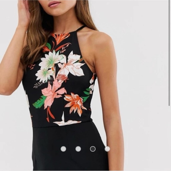 NWT ASOS Black Floral Midi Dress - Picture 3 of 6